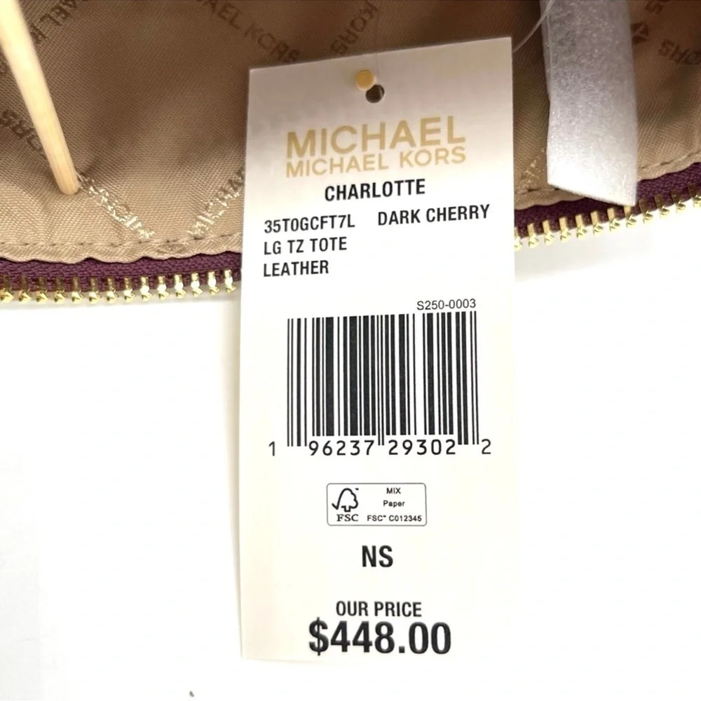 Michael Kors Large Charlotte Tote Bag Dark Cherry